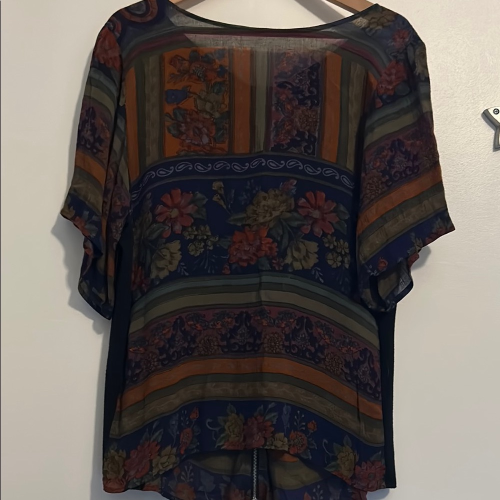 UO Reworked Multicolour Floral Stripe Top